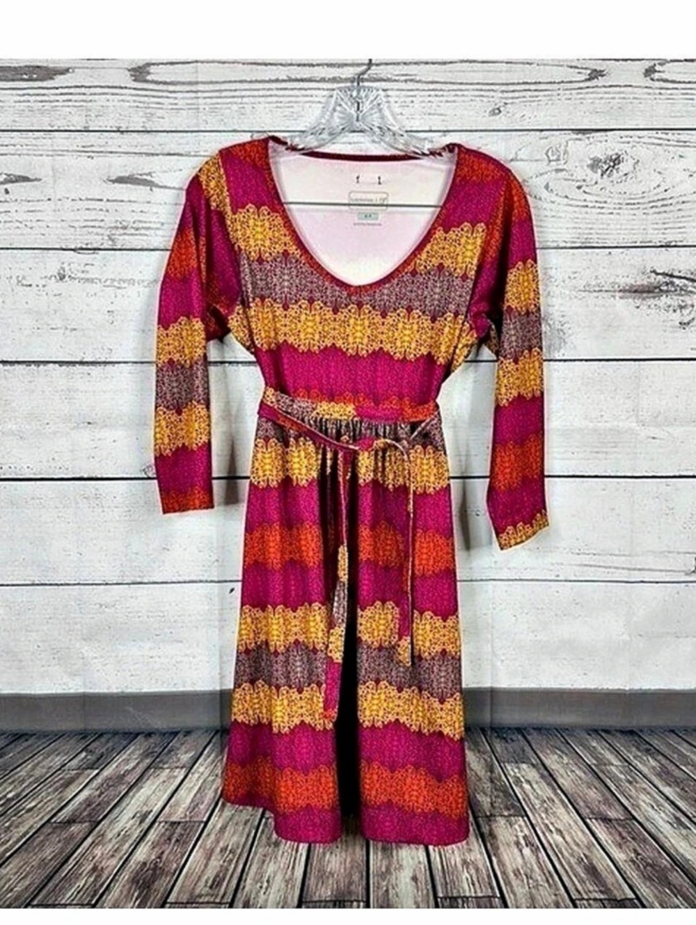 Merrell Geometric Dress in Pink & Orange Size Small